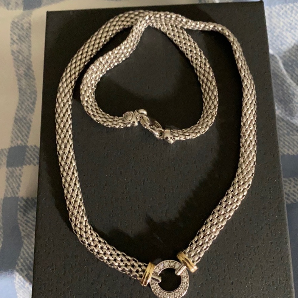 Italy silver necklace and bangle with 925 stamped.